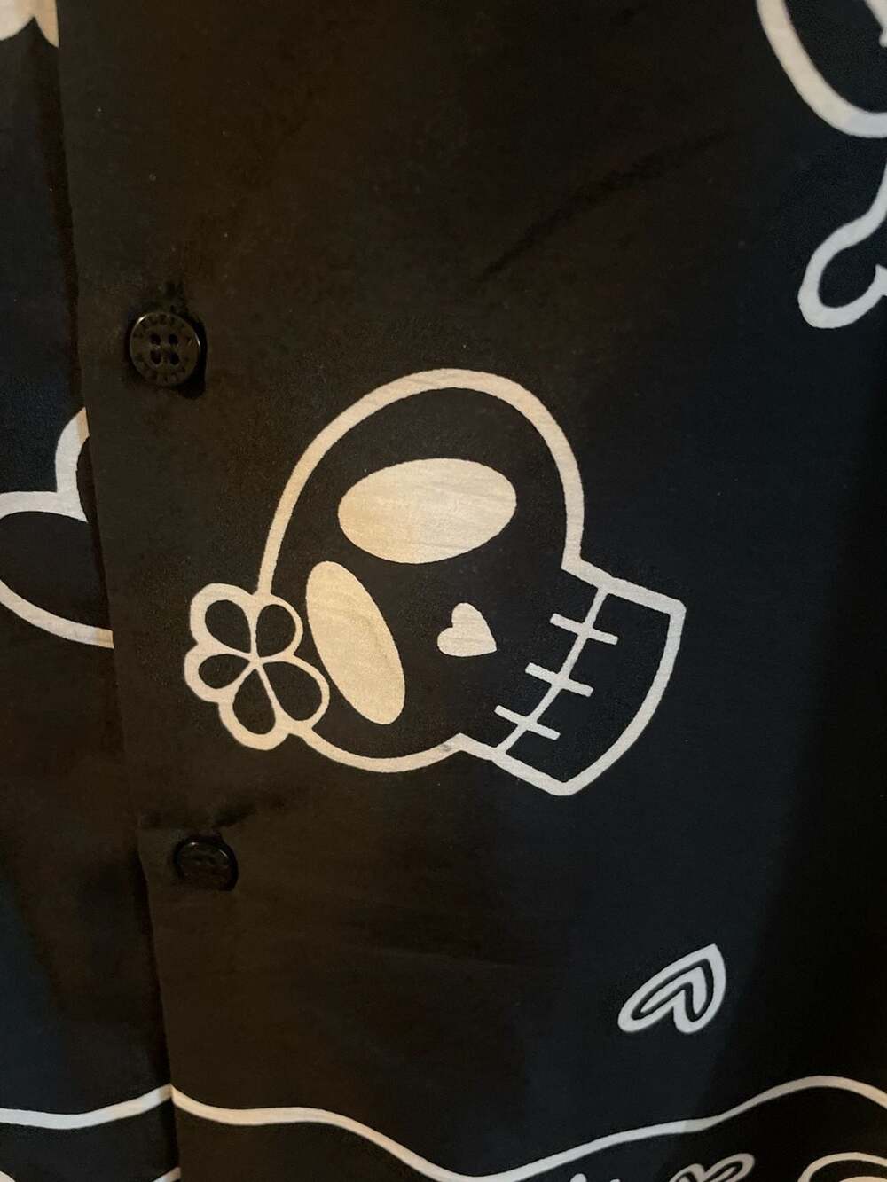Happy Bay Skulls and Hearts Short Sleeve Button Down Shirt XXL - Picture 7 of 14
